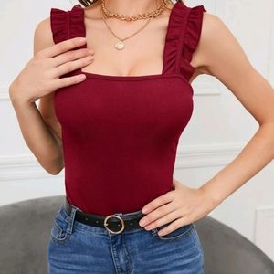 Shein Ribbed Ruffle Tank